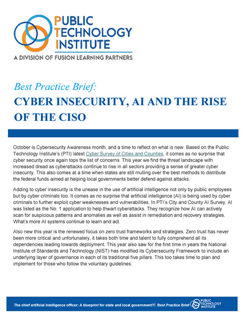 PTI Best Practice Brief: Cyber insecurity, AI and the rise of the CISO