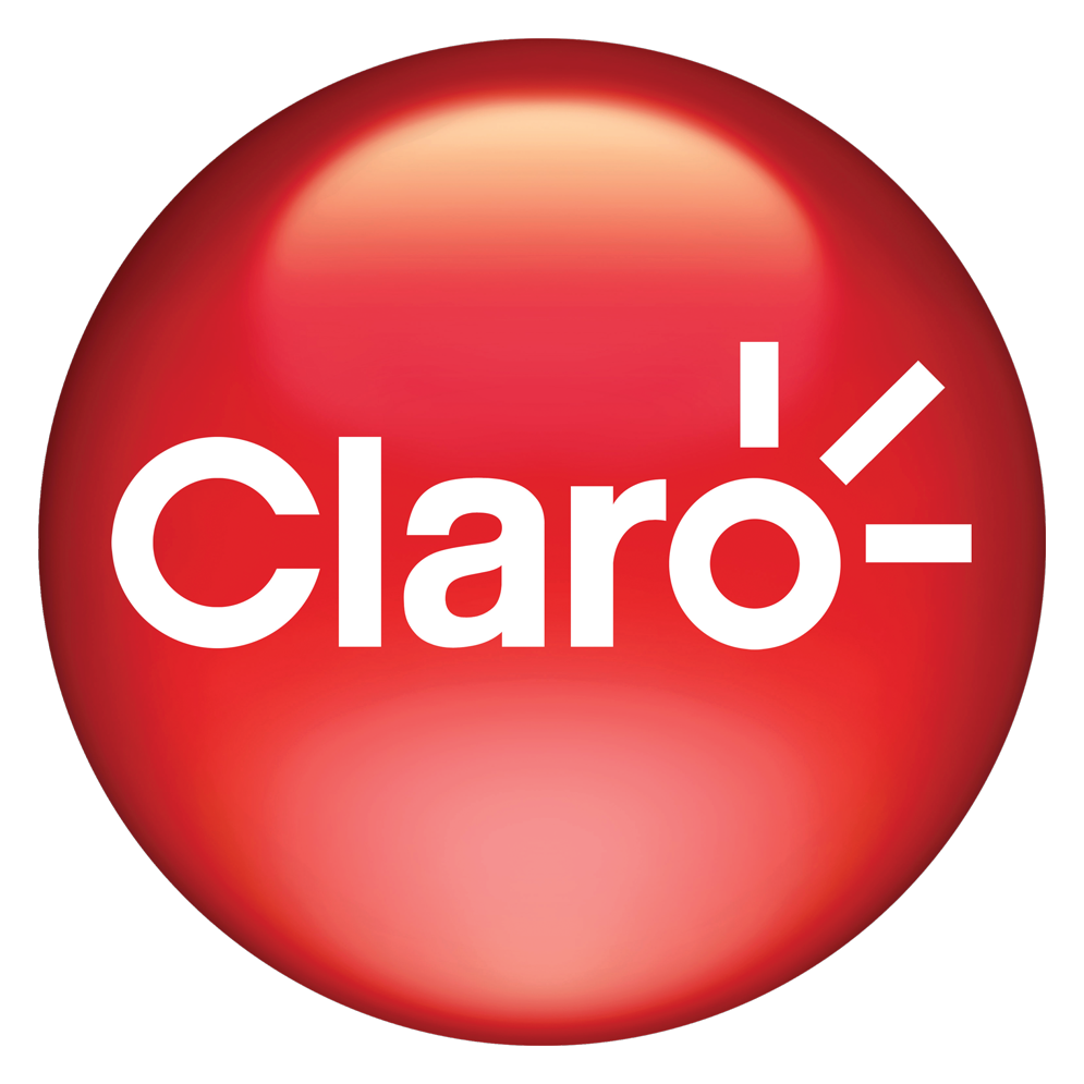 Claro's company logo: a red circle with white lettering